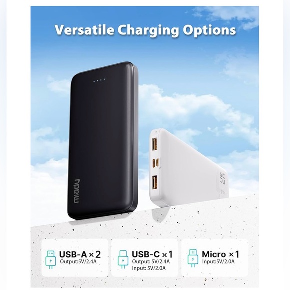 2 10000mAh Dual USB Portable Charger, USB-C
Fast Charging Power Bank - Picture 3 of 8